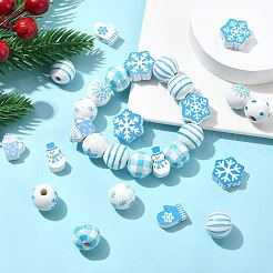 100Pcs 14 Style Halloween Christmas Theme Wood European Beads&nbsp;WOOD-CJ0002-41