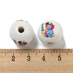 Printed Wood European Beads&nbsp;WOOD-L020-D04
