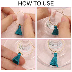 ポリエステルタッセルワイングラスチャームのDIYキット  ミックスカラー  17x5x3.5mm  穴：4mm&nbsp;DIY-CA0006-93