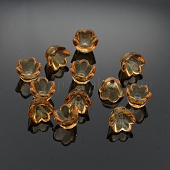 染色された透明なアクリルビーズ  花  チョコレート  約10 mm幅  厚さ6mm  穴：1.5mm  約1900個/ 500 G&nbsp;PL548-12
