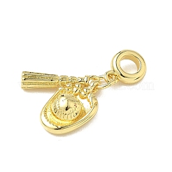 Brass Baseball Bat Mitten European Dangle Charms&nbsp;KK-K293-57G