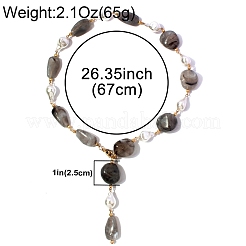 Alloy Resin Imitation Pearl Nuggets Lariat Necklaces for Women&nbsp;WG2BD40-01