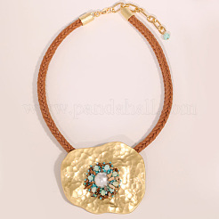 Irregular Flat Round Alloy & Natural Picture Jasper & Synthetic Turquoise Chips Pendant Necklaces & Dangle Earrings Sets&nbsp;FS-WG4EBE1-02