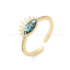 Eye Brass Micro Pave Clear Cubic Zirconia Open Cuff Rings for Women&nbsp;RJEW-G343-29G-02
