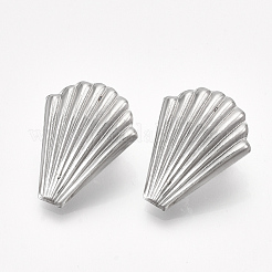 変色しない304ステンレススチールスタッドピアス金具  ピアスキャッチとカン付き  ホタテ貝  ステンレス鋼色  26x20.5mm  穴：3mm  ピン：0.8mm&nbsp;STAS-T045-20P