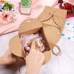 正方形クラフト紙ギフトボックス10個  ジュートロープ付き  誕生日結婚式パーティーチョコレートキャンディギフトボックス  バリーウッド  完成品：12x12x9cm&nbsp;CON-TA0001-13