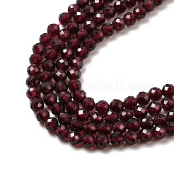 天然石ガーネットビーズ連売り  多面カット  ラウンド  4mm  穴：1mm  約91個/連  15インチ（38.5cm）&nbsp;G-J376-36B-4mm
