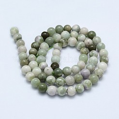 天然のピースジェイドビーズ連売り  ラウンド  6mm  穴：0.8mm  約66個/連  15.75インチ（40cm）&nbsp;G-I206-20-6mm