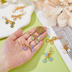 8Pcs Alloy Enamel Flower Zipper Pulls&nbsp;HJEW-DC00094