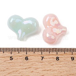 UVメッキ不透明アクリルビーズ  ハート  ABカラーメッキ  ミックスカラー  16x21x9.5mm  穴：2mm  約380個/500g&nbsp;OACR-G058-16B