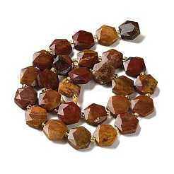 天然石ペトリファイドウッドビーズ連売り  ファセット六角形カット  六角  シードビーズで  12x13x5mm  穴：1mm  約27個/連  14.88~15.43インチ（37.8~39.2cm）&nbsp;G-H344-B03-01
