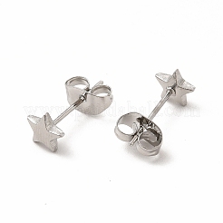 変色しない304ステンレススチール製スタースタッドピアス（女性用）  ステンレス鋼色  5.5x6mm  ピン：0.7mm&nbsp;EJEW-C004-02P