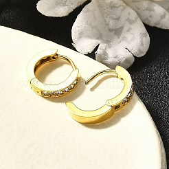 女性用304ステンレスフープピアス  ラインストーン付き  イオンプレーティング（ip）  リング  14KGP本金メッキ  クリスタル  13.5x3mm&nbsp;EJEW-M068-09G-03