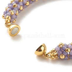 Glass Seed Beaded Bracelet with Brass Magnetic Clasp&nbsp;BJEW-JB07802-05
