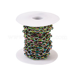 304ステンレススチールアズキチェーン  溶接されていない  スプールで  虹色  6x8x1.5mm  2 m /ロール&nbsp;CHS-TA0001-12