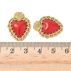 304ステンレススチールエナメルペンダント  イオンプレーティング（ip）  ハートチャーム  ゴールドカラー  レッド  23x18x3.5mm  穴：1.2mm&nbsp;STAS-I346-26G