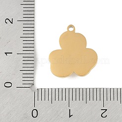 イオンプレーティング（IP）304ステンレスペンダント  ガラスと  クローバー  ゴールドカラー  16x14x4mm  穴：1.2mm&nbsp;STAS-C108-12G