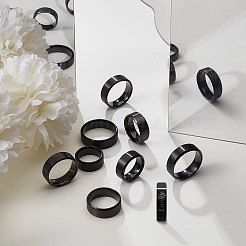 女性用ステンレススチール指輪 24個 8スタイル  ブラック  8mm  内径：16~23.1mm  3個/スタイル&nbsp;RJEW-NB0001-06EB
