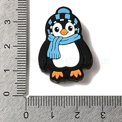 冬コレクション デニム シリコンビーズ  ブラック  ペンギン  30x21.5x7.5mm  穴：2.5mm&nbsp;SIL-S006-08C