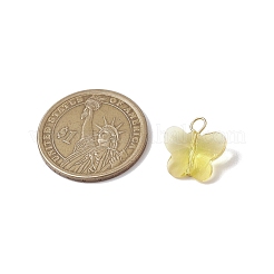 ガラス蝶ペンダント7個  304ステンレス鋼の平頭ピン付き  18KGP本金メッキ  15x15x7mm  穴：3x3.5mm&nbsp;PALLOY-JF03138-02