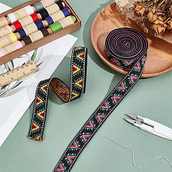 6ヤード 2色 エスニック風刺繍 フラットポリエステル 伸縮性 三角形 ジャカードコード/バンド  ウェビング衣類縫製アクセサリー  ミックスカラー  25mm  3ヤード/カラー&nbsp;OCOR-BC0007-68