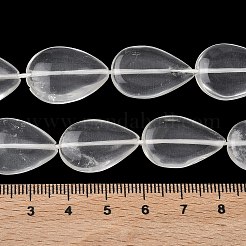 天然石クオーツクリスタルビーズ連売り  水晶  フラットティアドロップ  18~23x14~17x5~6mm  穴：0.9mm  約19~20個/連  15.35~15.55''（39~39.5センチメートル）&nbsp;G-L650-H02-02