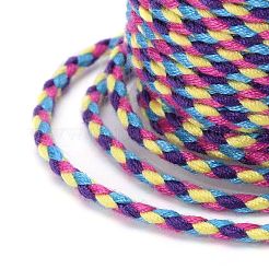 メタリック糸を使用した4本撚りポリコットンコード  手作りマクラメ綿ロープ  ひも壁掛け用植物ハンガー  パープル  1.5mm  約4.3ヤード（4m）/ロール&nbsp;OCOR-Z003-D05
