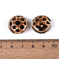 ヴィンテージの手作り磁器ビーズ  ファンシーアンティーク施釉磁器  フラットラウンド  シエナ  18.5~19.5x8~9mm  穴：2.2~3mm&nbsp;PR-N001-03B