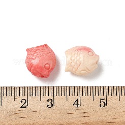 合成貝で染めた彫刻ビーズ  魚  ライトコーラル  13.5x13x7.5mm  穴：1.6mm&nbsp;SHEL-H005-11