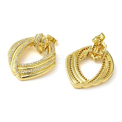Twist Hollow Oval Clear Cubic Zirconia Dangle Stud Earrings&nbsp;EJEW-G373-06G