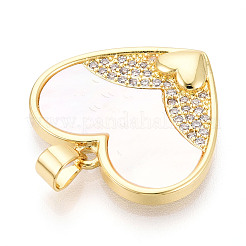 Brass Micro Pave Clear Cubic Zirconia Pendants&nbsp;KK-N268-34G