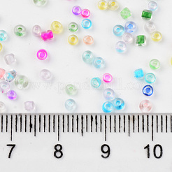 12/0 ガラスシードビーズ  透明インサイドカラー  丸い穴  ラウンド  ミックスカラー  12/0  2~2.5x1.5~2.5mm  穴：0.7mm  約450 G /袋&nbsp;SEED-T005-09B