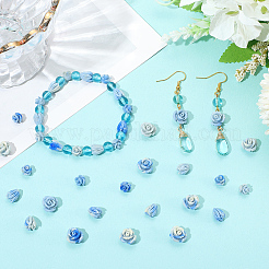 60個 3色合成珊瑚彫刻ビーズ  染め  花  藤紫色  6~10x6~8mm  穴：1~1.2mm  20個/スタイル&nbsp;CORA-SC0001-10