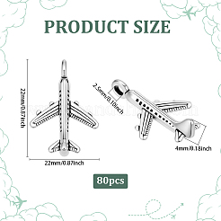 チベット風アロイペンダント80個  旅客機  カドミウムフリー＆鉛フリー  アンティークシルバー  22x15x3mm  穴：2.5mm&nbsp;FIND-ME0001-62
