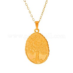 304ステンレススチール製生命の樹ペンダントネックレス（女性用）  18KGP本金メッキ  17.72インチ（45cm）&nbsp;IC2942-2
