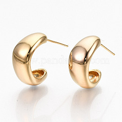 真鍮ハーフフープピアス  スタッドピアス  半円形  ニッケルフリー  18KGP本金メッキ  20~24x19~21x9.5mm  ピン：0.7mm&nbsp;LS-KK-R117-036-NF