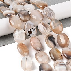 天然石縞瑪瑙/バンデットアゲートビーズ連売り  フラットオーバル  染め＆加熱  ビスク  18~19x24x7~8mm  穴：1.2mm  約16個/連  15.75''（40センチメートル）&nbsp;G-Q182-01K