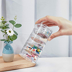 プラスチックビーズ収納ケース  ラウンド  5バイアル  透明  7x13.3cm  4セット /箱&nbsp;CON-BC0005-66