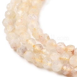 加熱された天然シトリンビーズ連売り  多面カット  ラウンド  3.5mm  穴：0.5mm  約109個/連  14.96''（38センチメートル）&nbsp;G-RM241221-B27