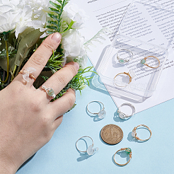 10Pcs Copper Wire Wrapped Natural Green Aventurine & White Jade & Quartz Crystal Finger Rings&nbsp;RJEW-UN00054