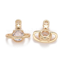 Rack Plating Brass Micro Pave Clear Cubic Zirconia Charms&nbsp;KK-E267-11LG
