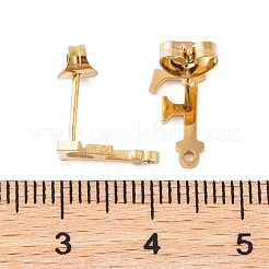 イオンプレーティング（IP）304ステンレススチールスタッドピアス  女性のための  文字F  11.5x6.5mm  穴：1mm  ピン：0.7mm&nbsp;FIND-Q103-01F-G