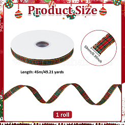 1Roll Red and Green Checkered Christmas Polycotton Ribbon&nbsp;OCOR-PH0007-29B