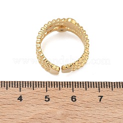 304ステンレススチール製、クリアキュービックジルコニアをパヴェセッティングした女性用オープンカフリング  ゴールドカラー  フラットラウンド  usサイズ6 1/4(16.7mm)&nbsp;RJEW-F207-03F-G