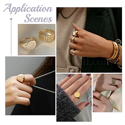 4Pcs 2 Colors Brass Flat Round Signet Ring&nbsp;RJEW-UN0002-60