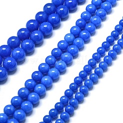 天然石マレーシアジェイドビーズ連売り  染め＆加熱  ラウンド  ブルー  8~8.5mm  穴：1.2mm  約48個/連  14.96インチ（38cm）&nbsp;G-L645-A01-8mm-13