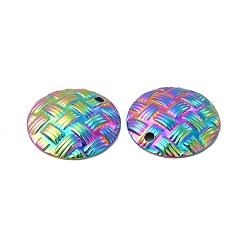 イオンプレーティング（IP）304ステンレスペンダント  フラットラウンドのチャーム  虹色  20x3mm  穴：1.8mm&nbsp;STAS-I671-23MC