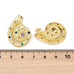 真鍮製マイクロパヴェキュービックジルコニアスタッドピアス  鉛フリー＆カドミウムフリー  長持ちメッキ  カタツムリ  18KGP本金メッキ  29.5x21.5mm&nbsp;KK-U058-62G