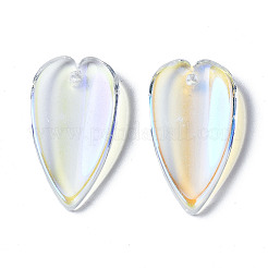 クリアガラスペンダント  ABカラーメッキ  葉  クリアAB  20.5x11x3.5mm  穴：1.2mm&nbsp;GGLA-S054-013C-01
