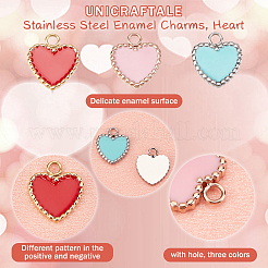 6Pcs 3 Colors 304 Stainless Steel Enamel Charms&nbsp;STAS-UN0032-92